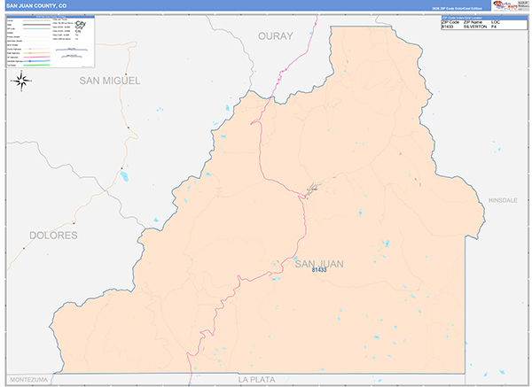 San Juan County, CO Zip Code Map